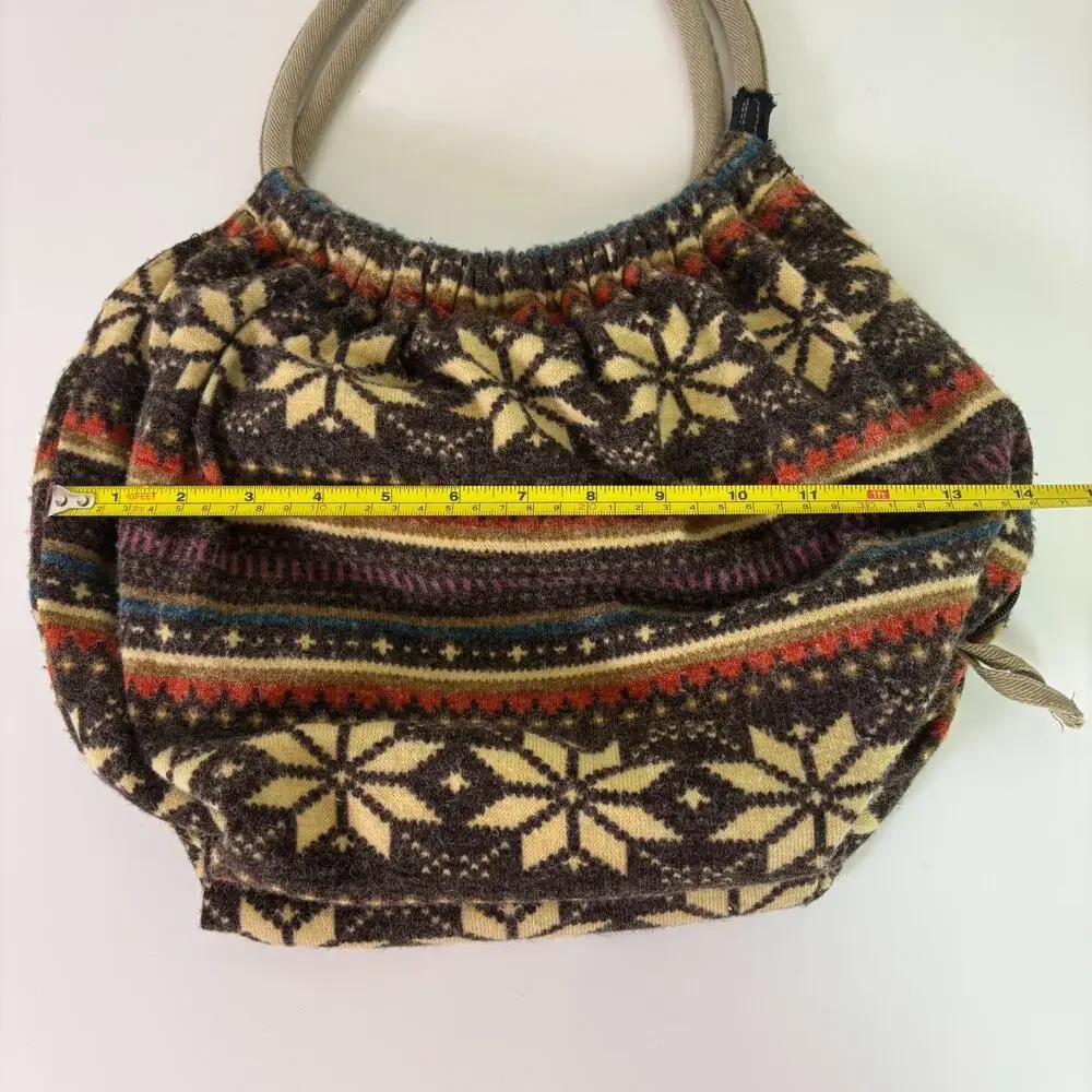 Mossimo Y2K Fair Isle Round Top Handle Purse Flannel Snowflake Winter Hobo Bag